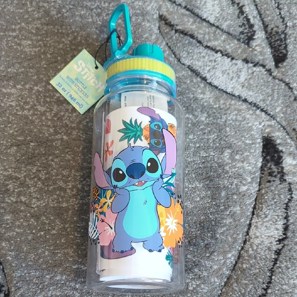 Disney Stitch Water Bottle With stickers 32oz Brand New